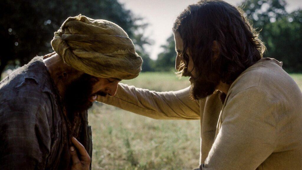 Jesus healing a leper is found in Matthew 8:1-4, Mark 1:40-45, and Luke 5:12-16 from The Chosen, Season 1, Episode 6, titled "Indescribable Compassion".